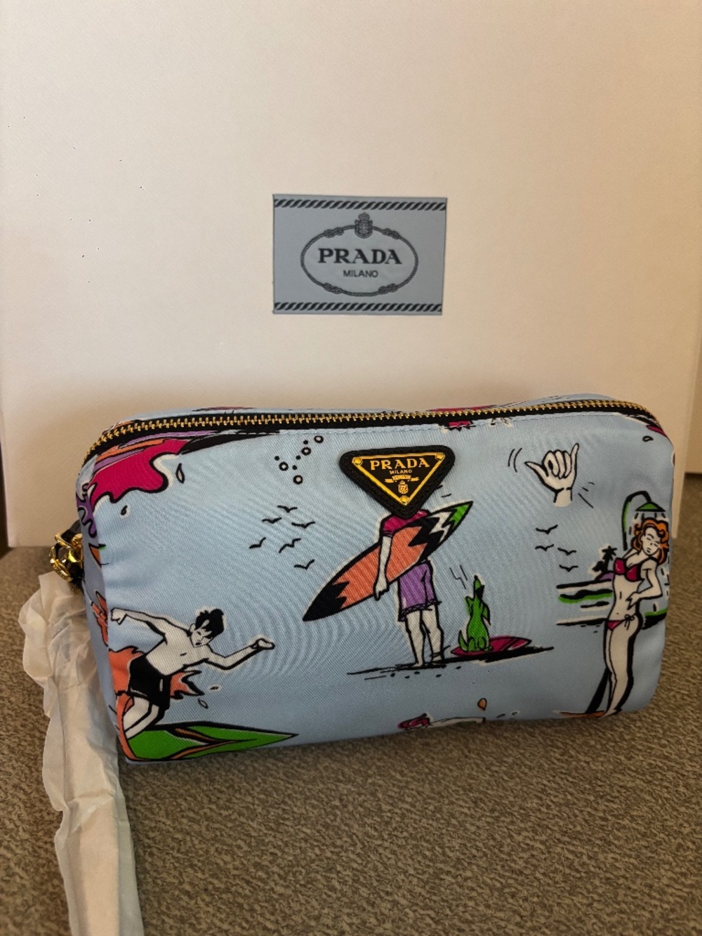Prada Tessuto Stampato Surf Cosmetic Pouch